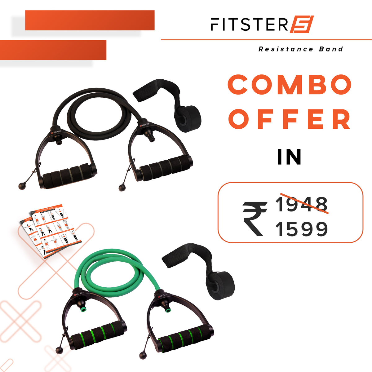 Green Black Resistance Band Combo Fitster5